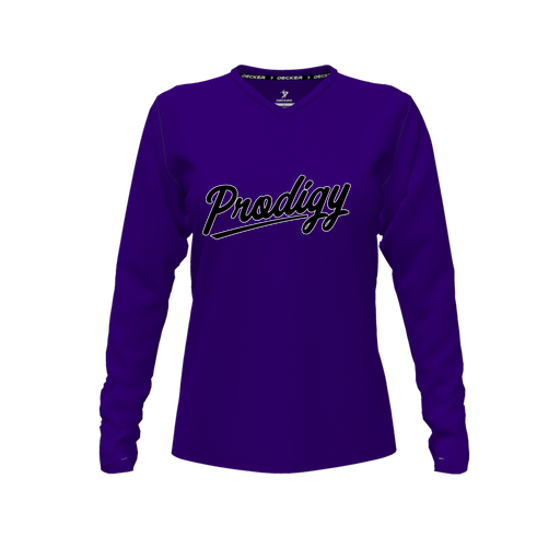 [FTLVPTPP-FYXS-LOGO2] Decker Performance T-Shirt (Female Youth XS, Purple, V Neck, Logo 2, Long Sleeve)